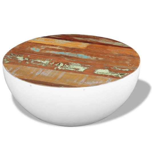 Bowl-shaped coffee table 60x60x30 cm solid recycled wood