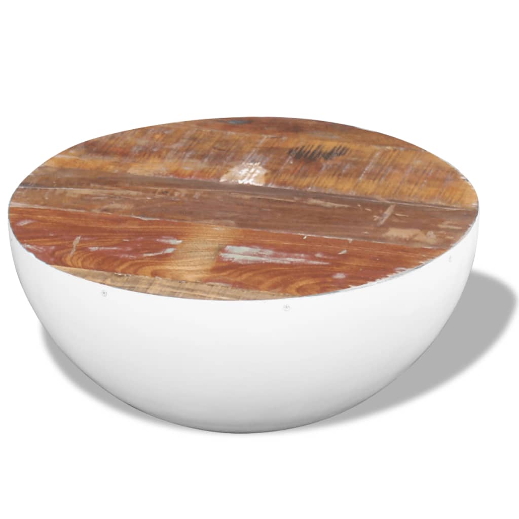 Bowl-shaped coffee table 60x60x30 cm solid recycled wood