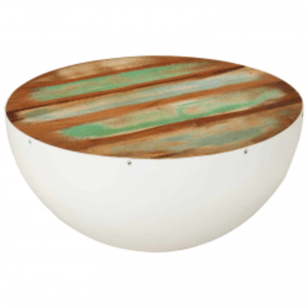 Bowl-shaped coffee table 60x60x30 cm solid recycled wood