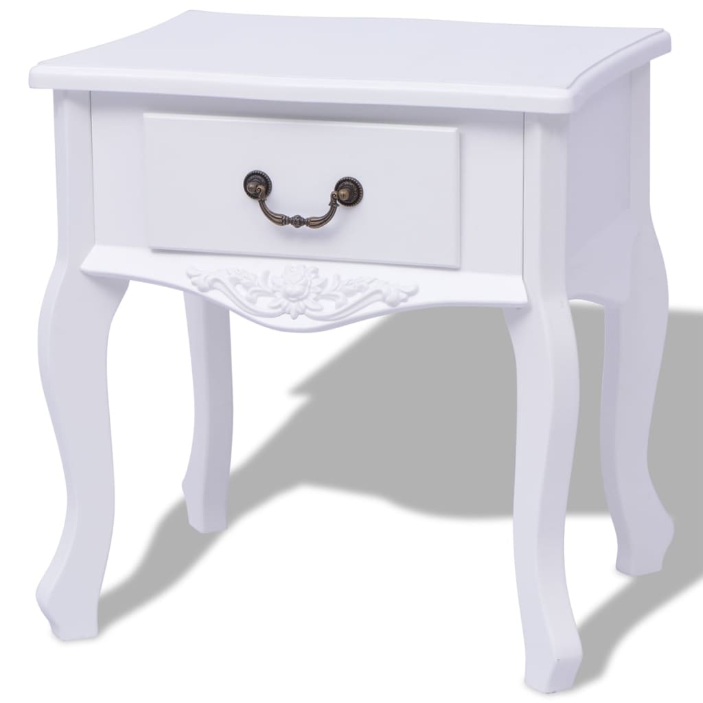 Wooden bedside table, white, MDF