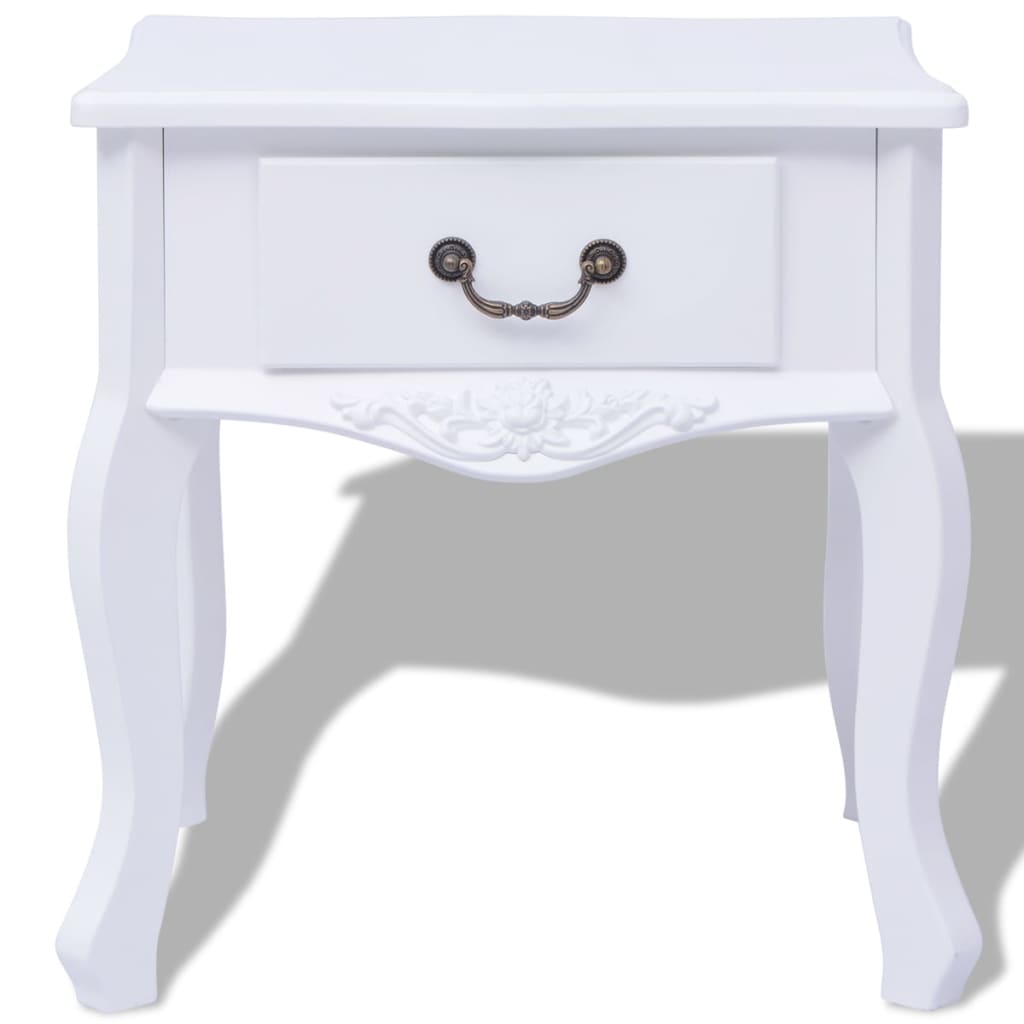 Wooden bedside table, white, MDF