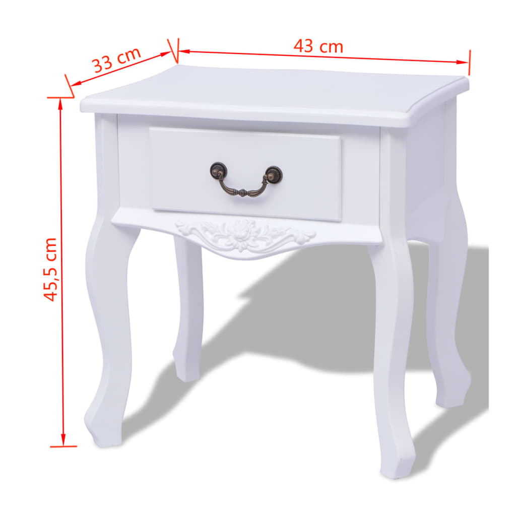 Wooden bedside table, white, MDF