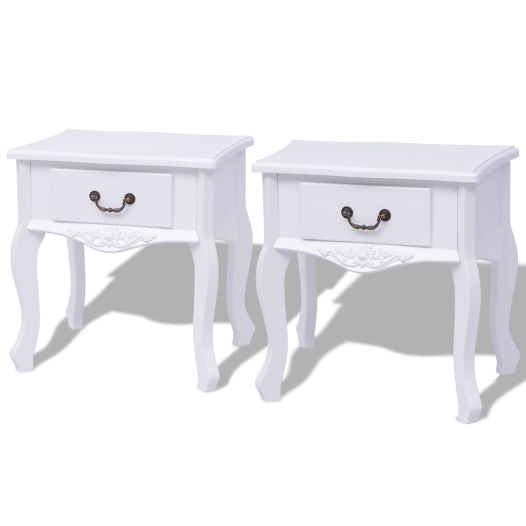 White MDF wooden bedside tables 2 pcs.