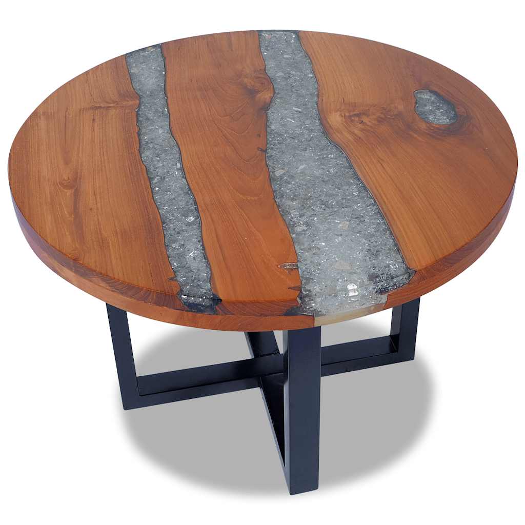 Coffee table, 60 cm, teak and resin