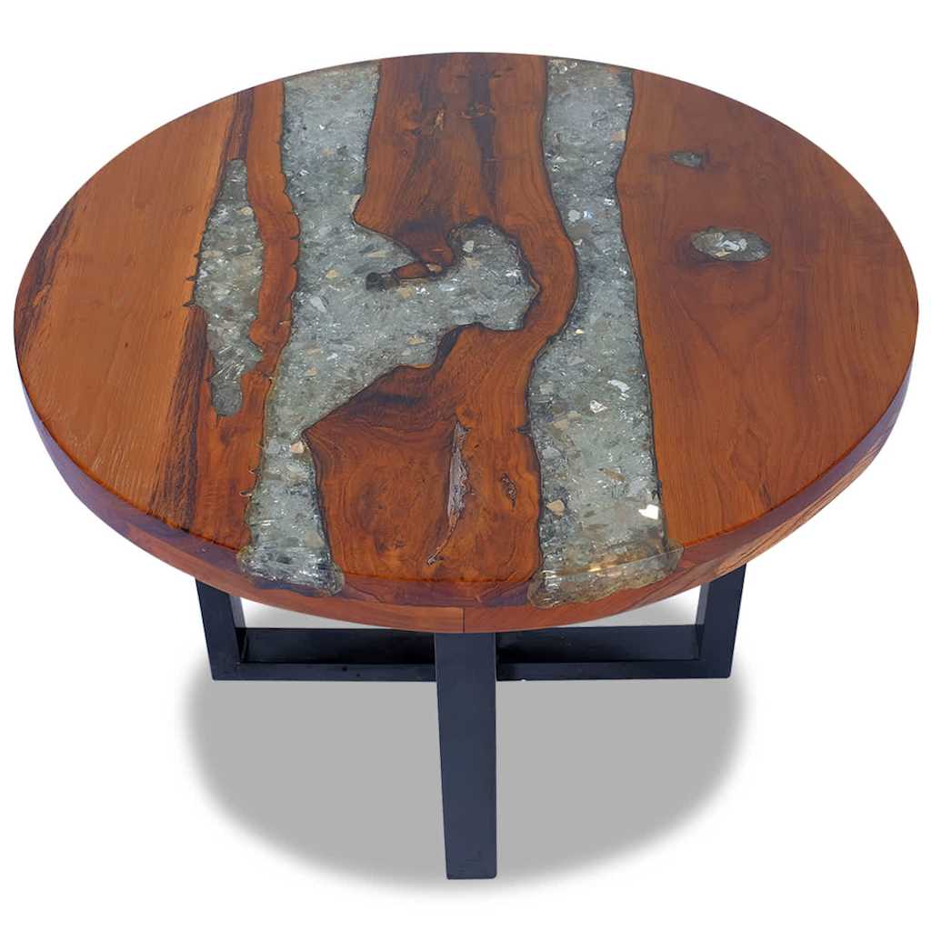 Coffee table, 60 cm, teak and resin