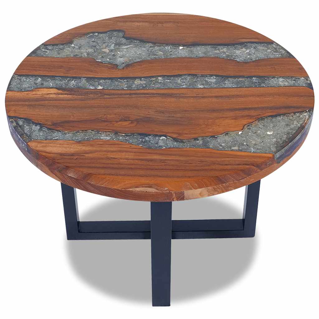 Coffee table, 60 cm, teak and resin