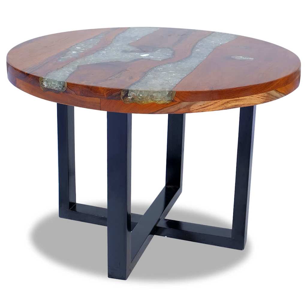 Coffee table, 60 cm, teak and resin