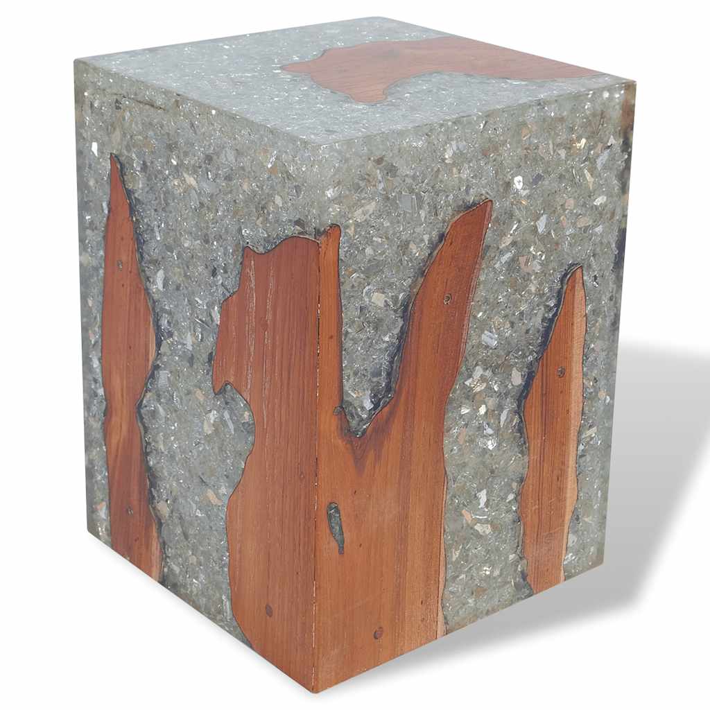 Stool, solid teak and resin