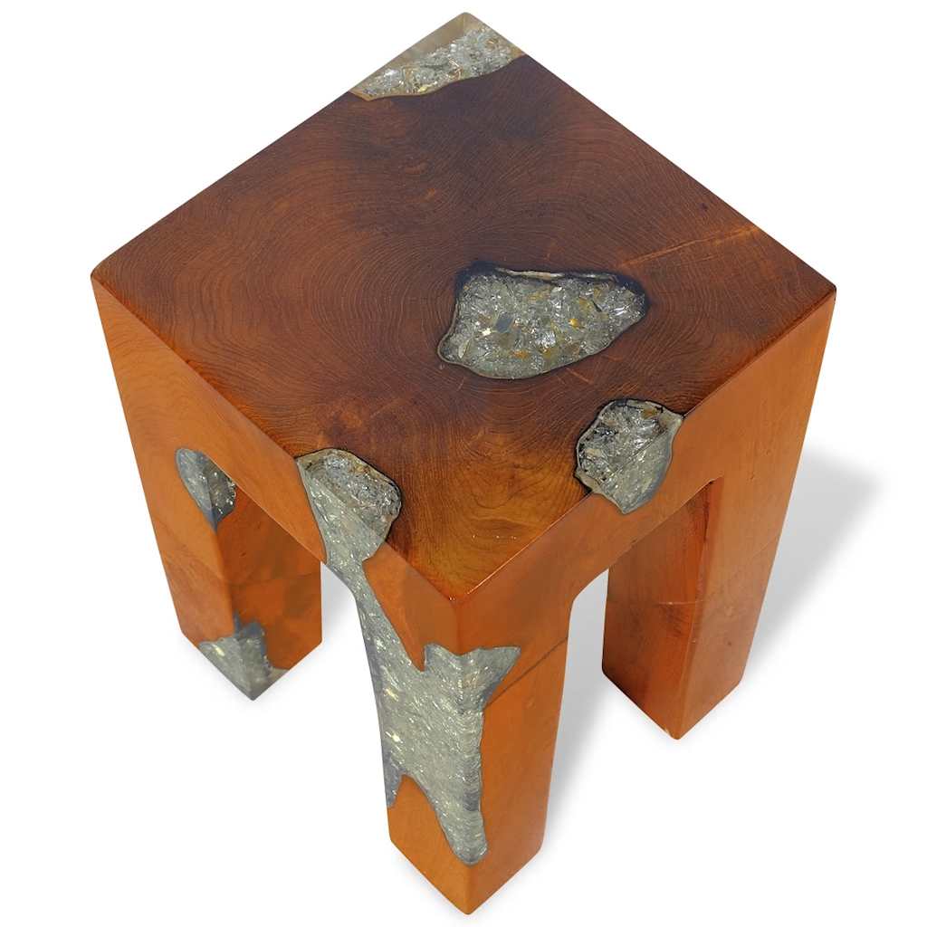 Stool, solid teak and resin