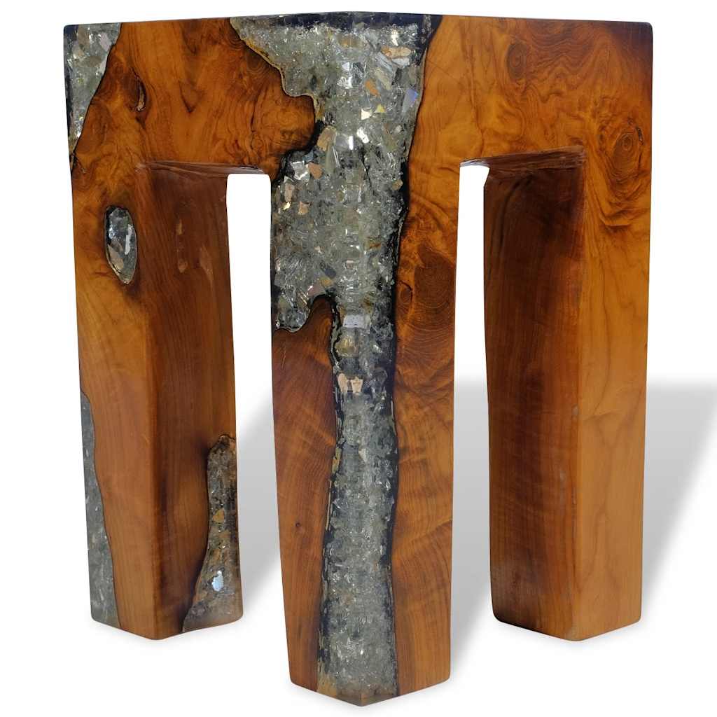 Stool, solid teak and resin