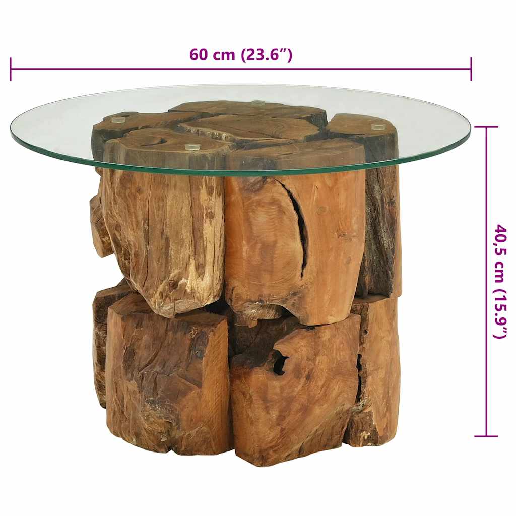 Coffee table, 60 cm, solid weathered teak wood