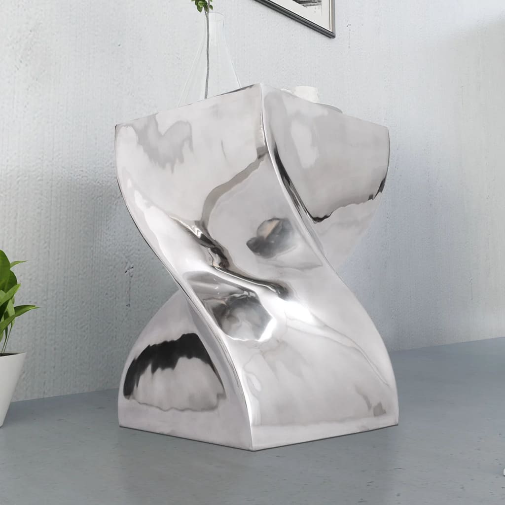 Twisted chair/side table, aluminum, silver