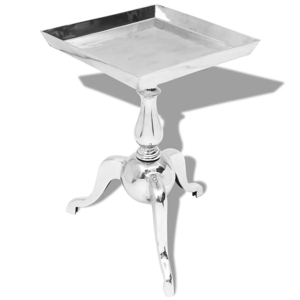 Square side table, silver, aluminum