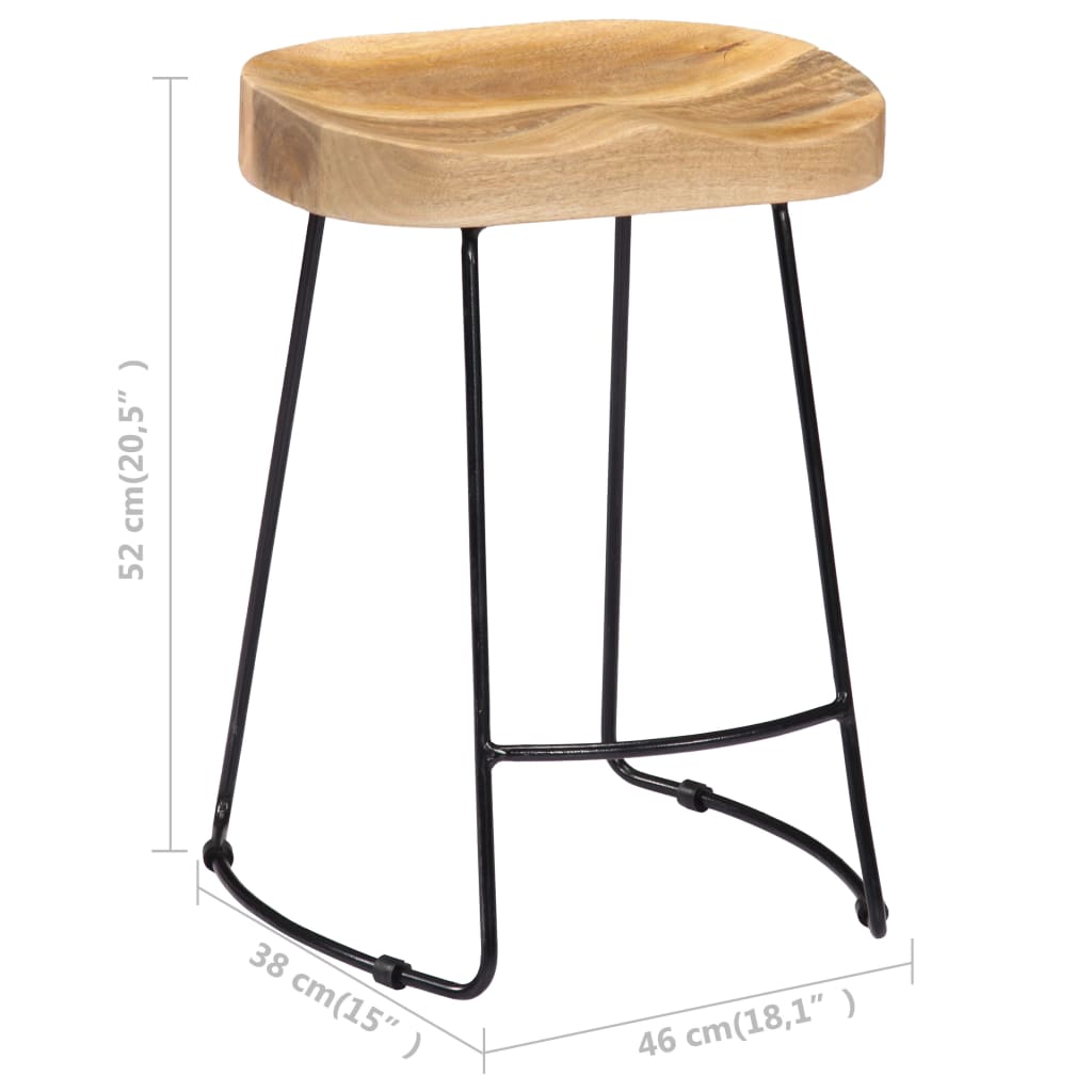 Gavin bar stools, 2 pcs., solid mango wood