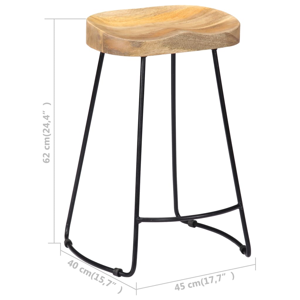 Gavin bar stools, 2 pcs., solid mango wood