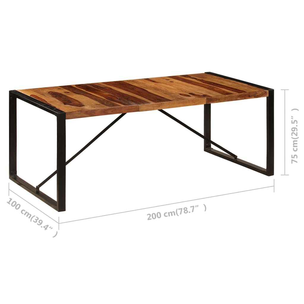 Kitchen table, 200 x 100 x 75 cm, solid sheesham wood