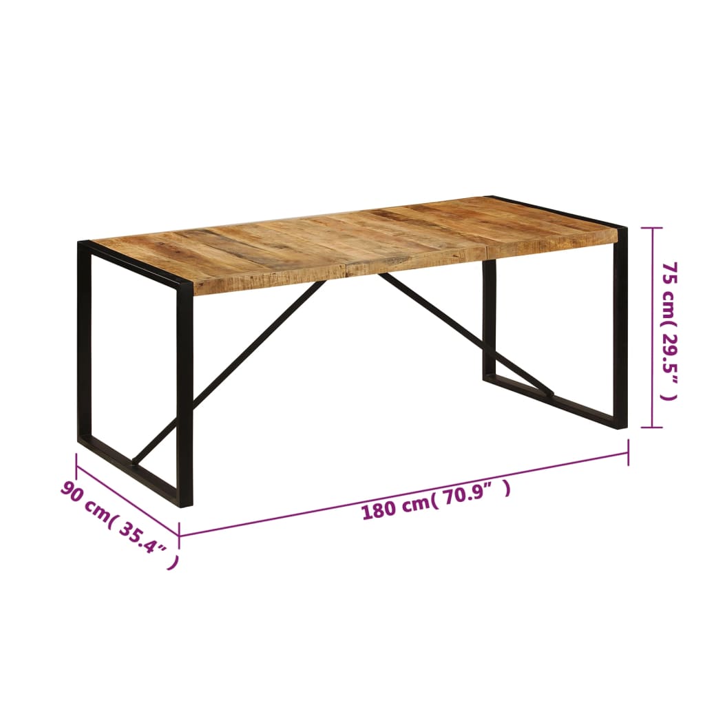 Kitchen table, 180 x 90 x 75 cm, solid mango wood