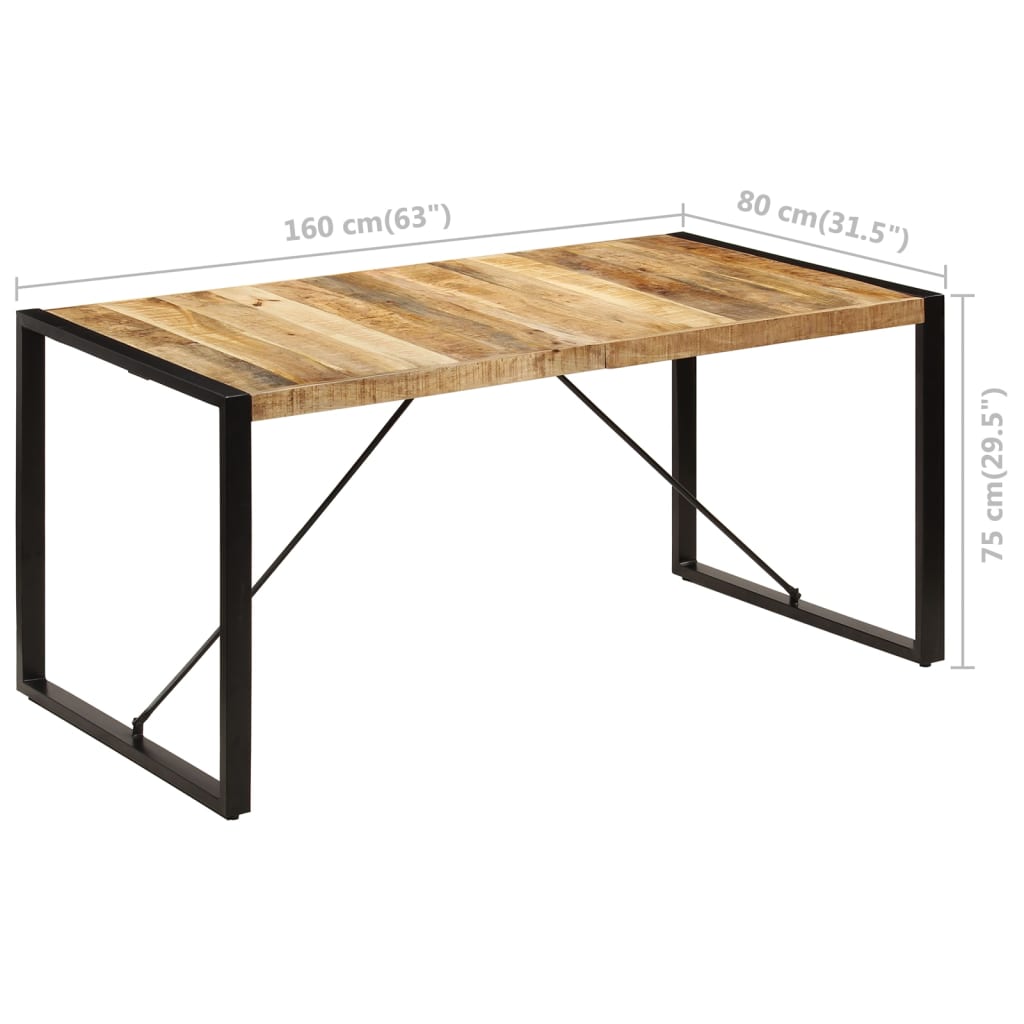 Kitchen table, 160x80x75 cm, solid mango wood