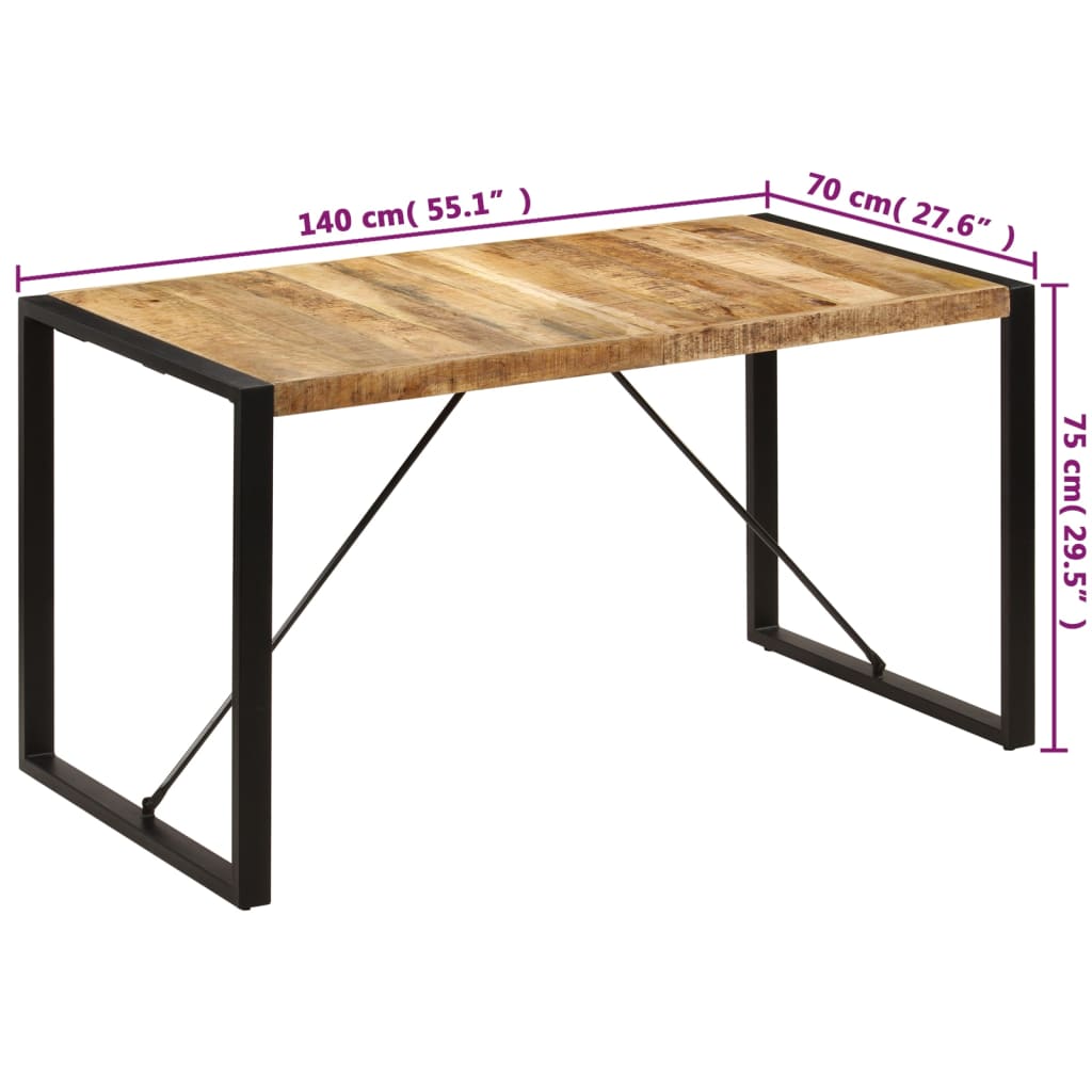 Kitchen table, 140x70x75 cm, solid mango wood