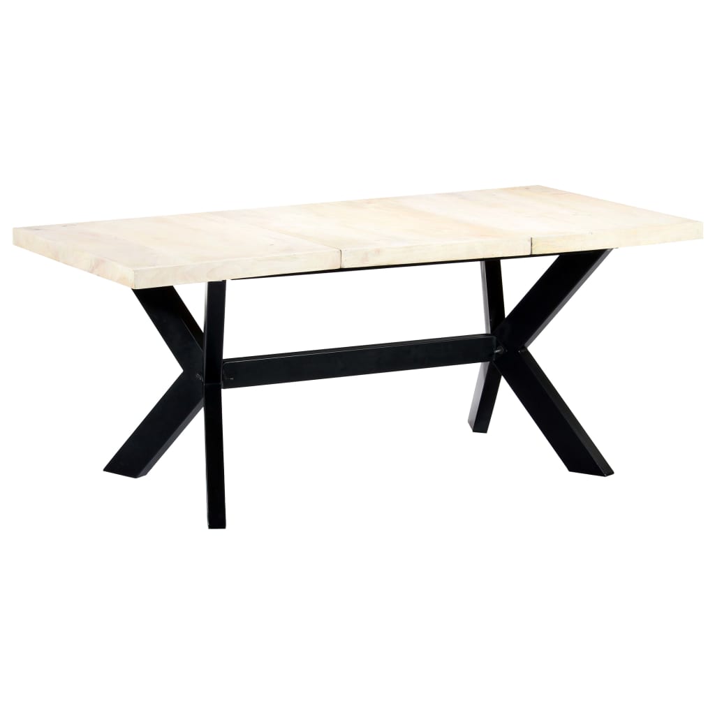 Kitchen table, white, 180x90x75 cm, solid mango wood