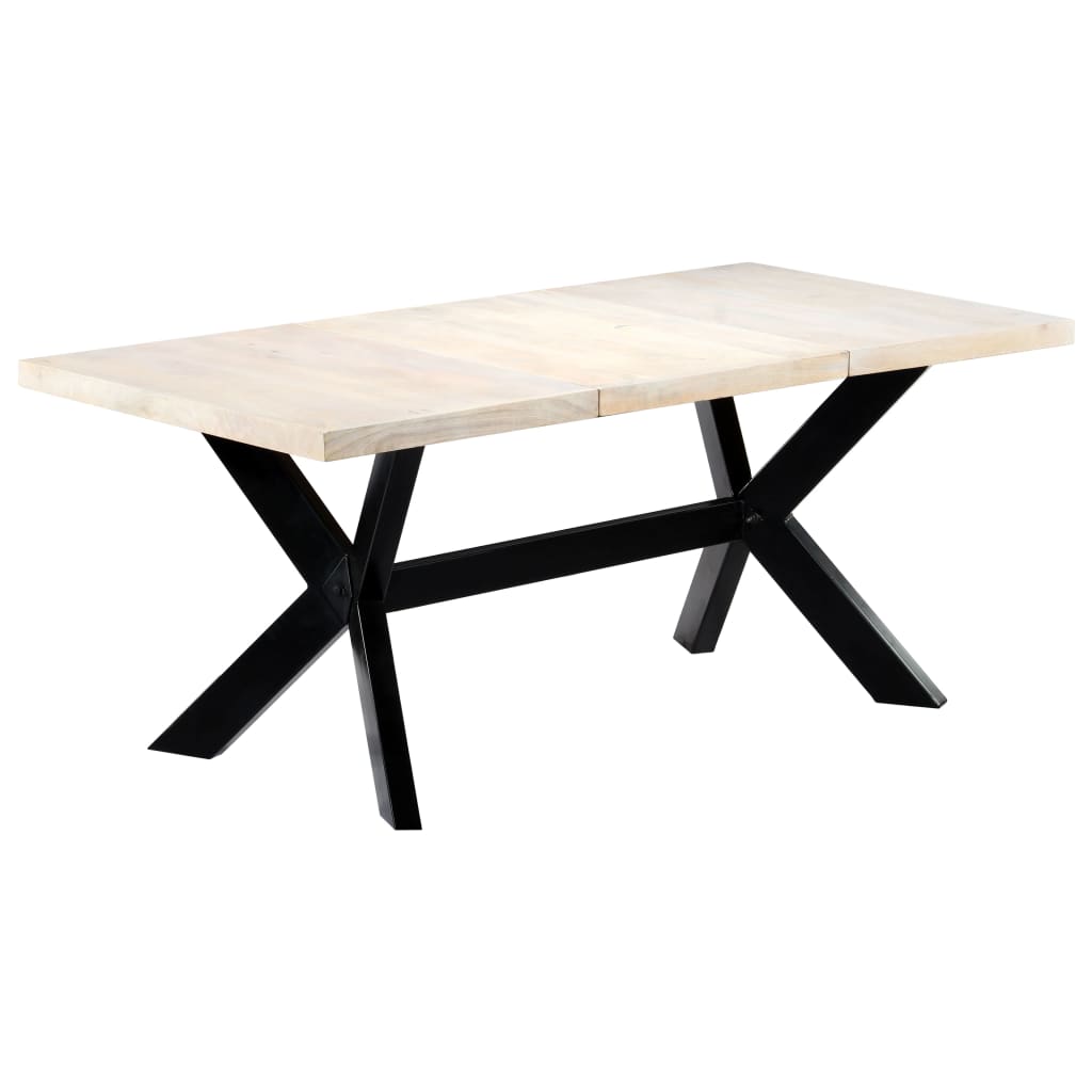 Kitchen table, white, 180x90x75 cm, solid mango wood