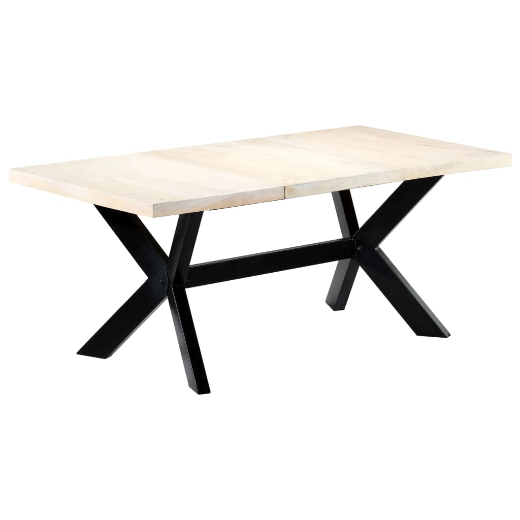 Kitchen table, white, 180x90x75 cm, solid mango wood