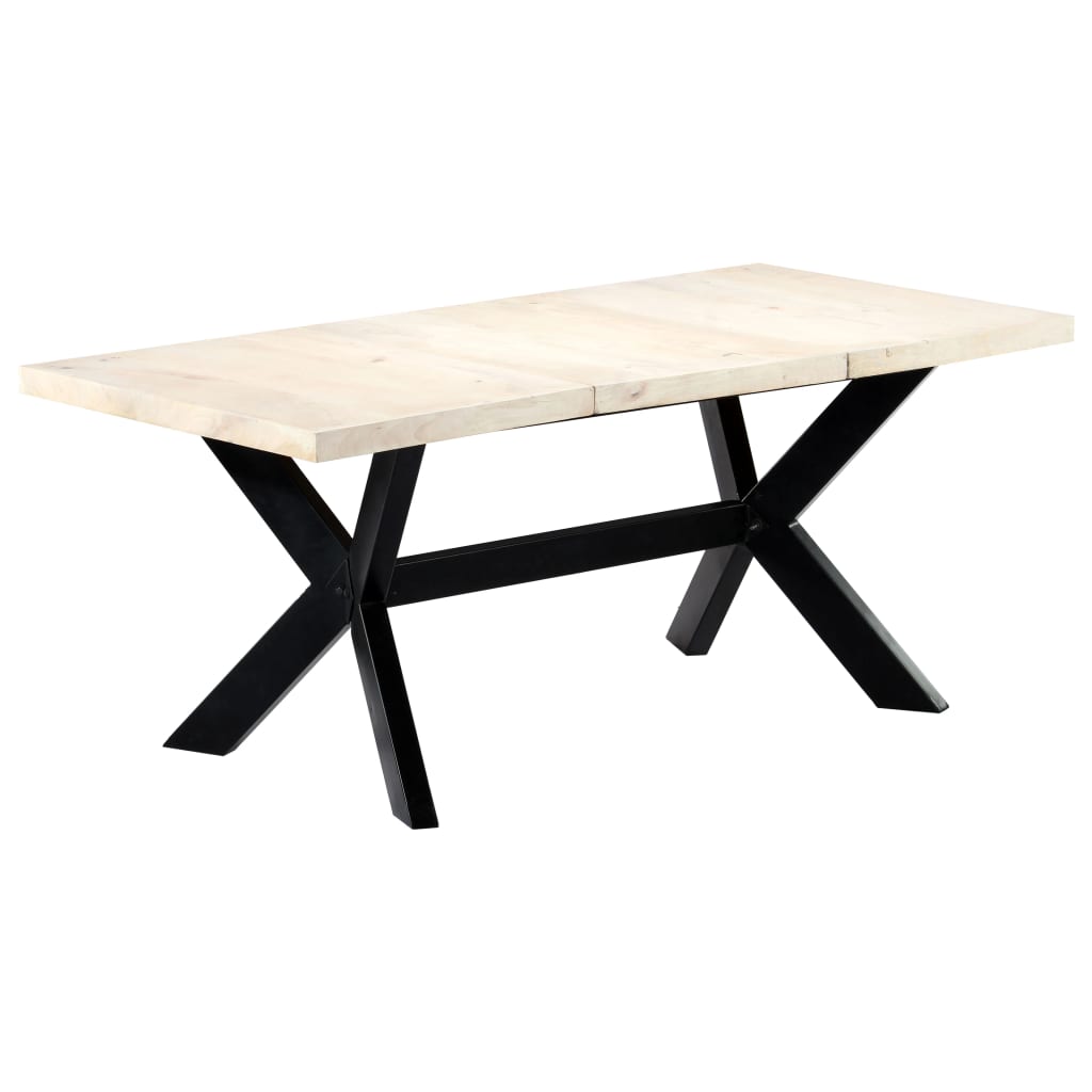 Kitchen table, white, 180x90x75 cm, solid mango wood