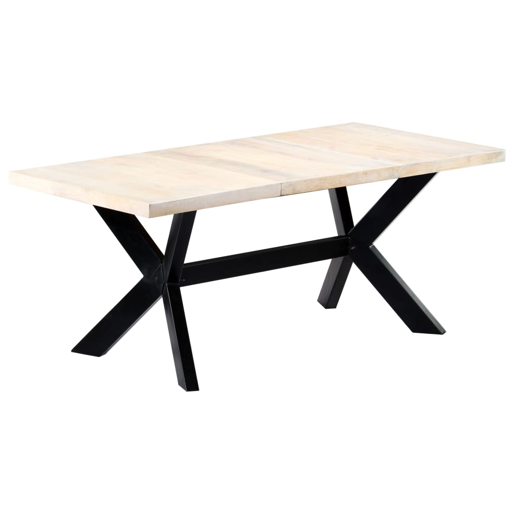 Kitchen table, white, 180x90x75 cm, solid mango wood