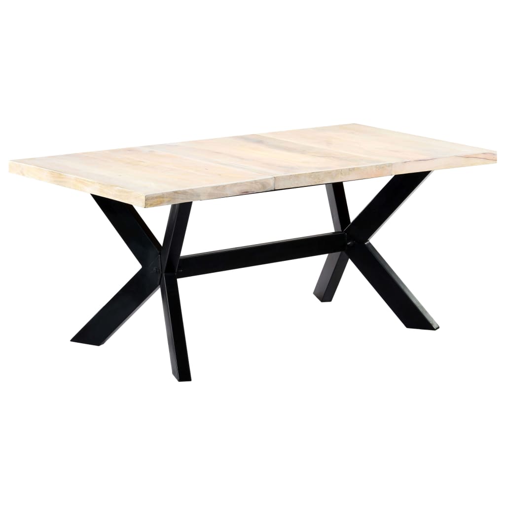 Kitchen table, white, 180x90x75 cm, solid mango wood