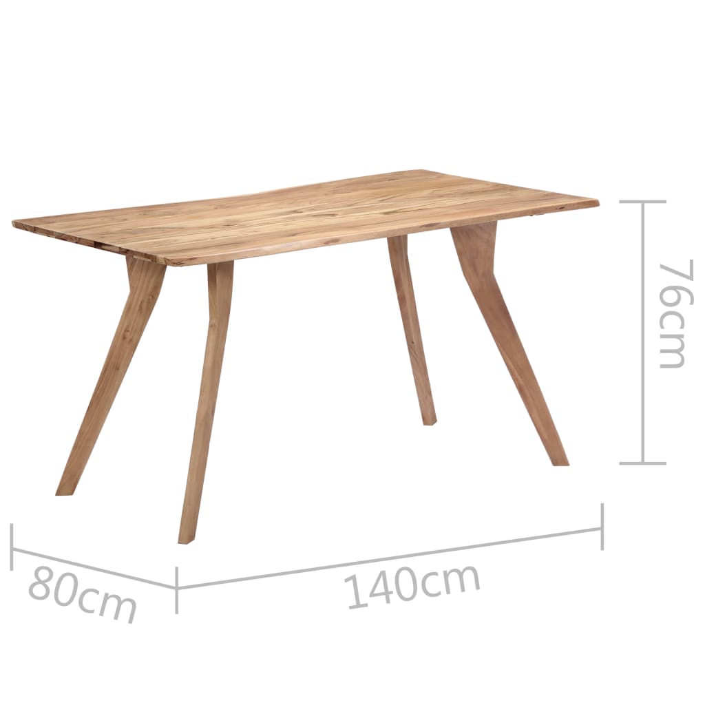 Kitchen table, 140 x 80 x 76 cm, solid acacia wood