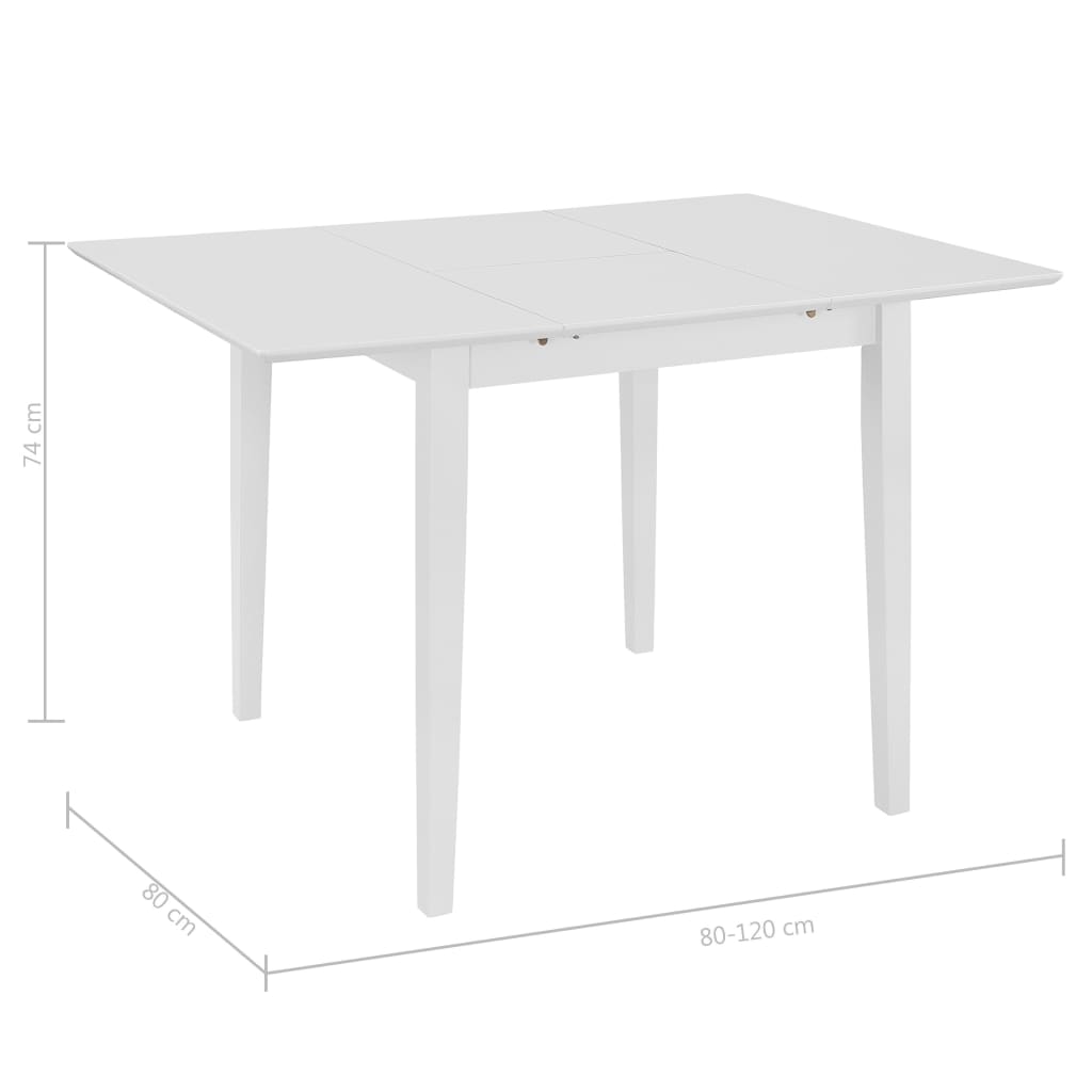 Extendable kitchen table, white, (80-120)x80x74 cm, MDF