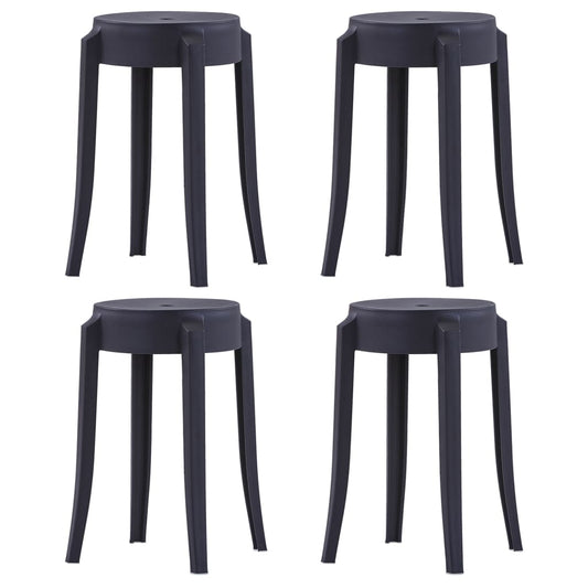 Stackable chairs 4 pcs., black, plastic