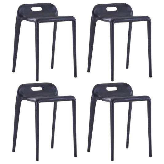 Stackable chairs 4 pcs., black, plastic