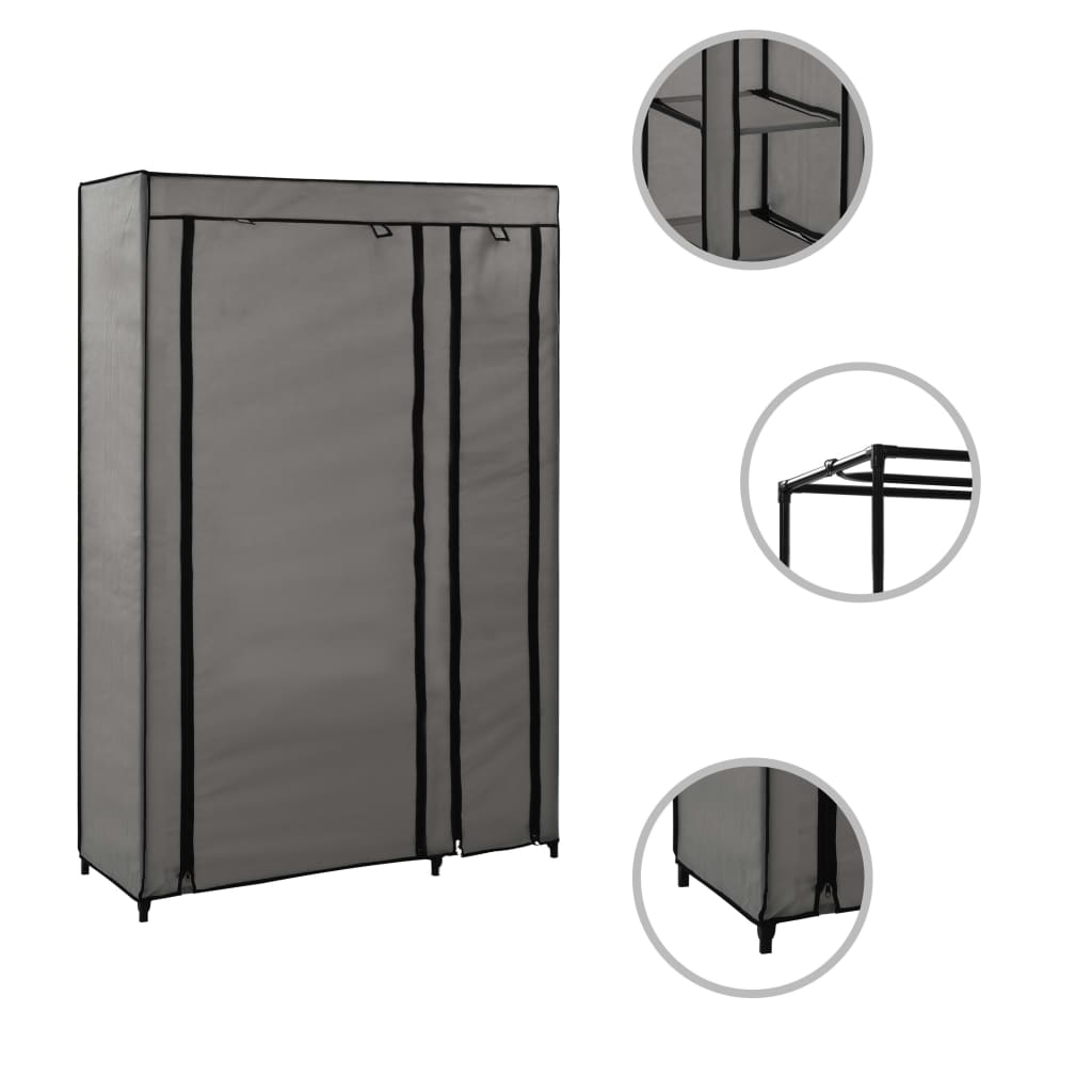 Folding wardrobe, grey, 110x45x175 cm, textile