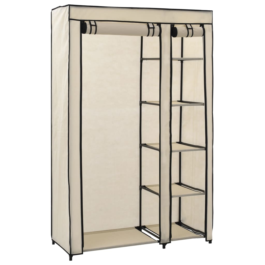 Folding clothes cabinets 2 pcs. cream 110x45x175 cm fabric