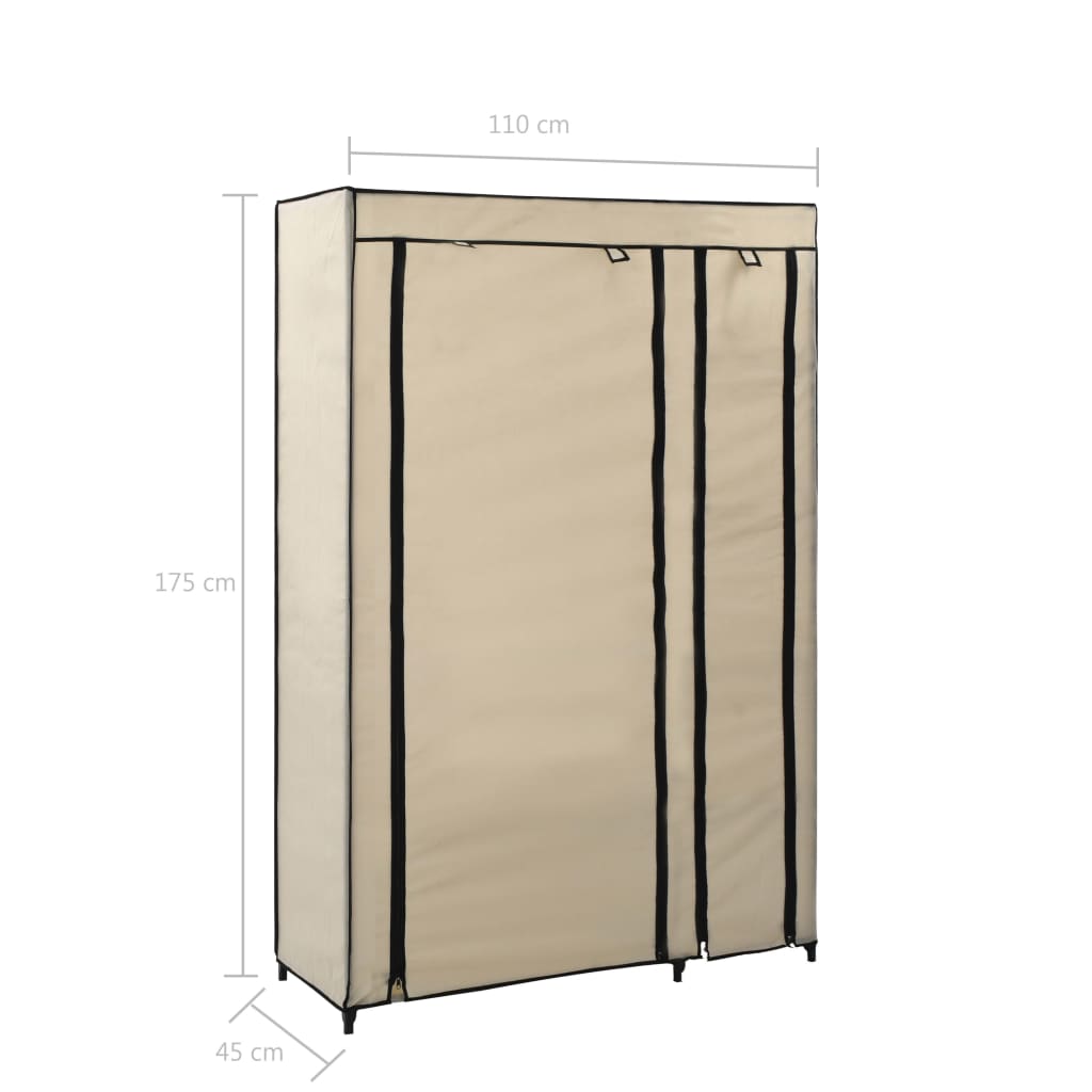 Folding clothes cabinets 2 pcs. cream 110x45x175 cm fabric