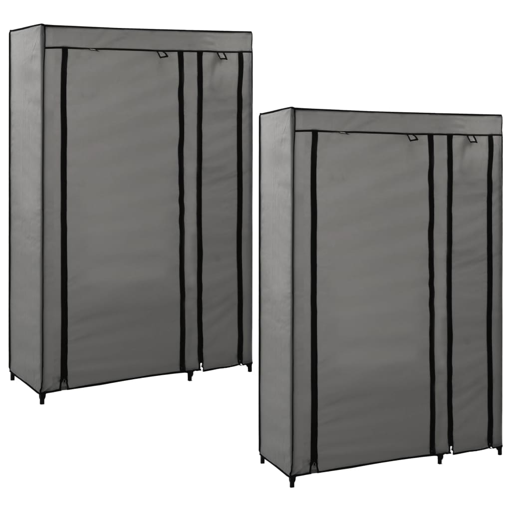 Folding clothes cabinets 2 pcs. gray 110x45x175 cm fabric