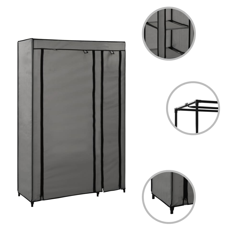 Folding clothes cabinets 2 pcs. gray 110x45x175 cm fabric