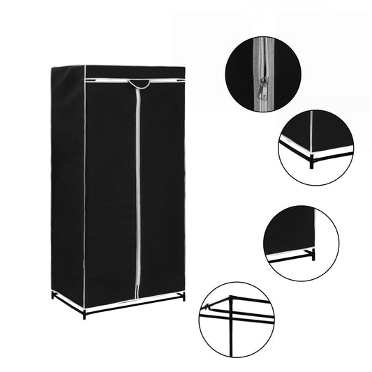 Wardrobe, black, 75 x 50 x 160 cm