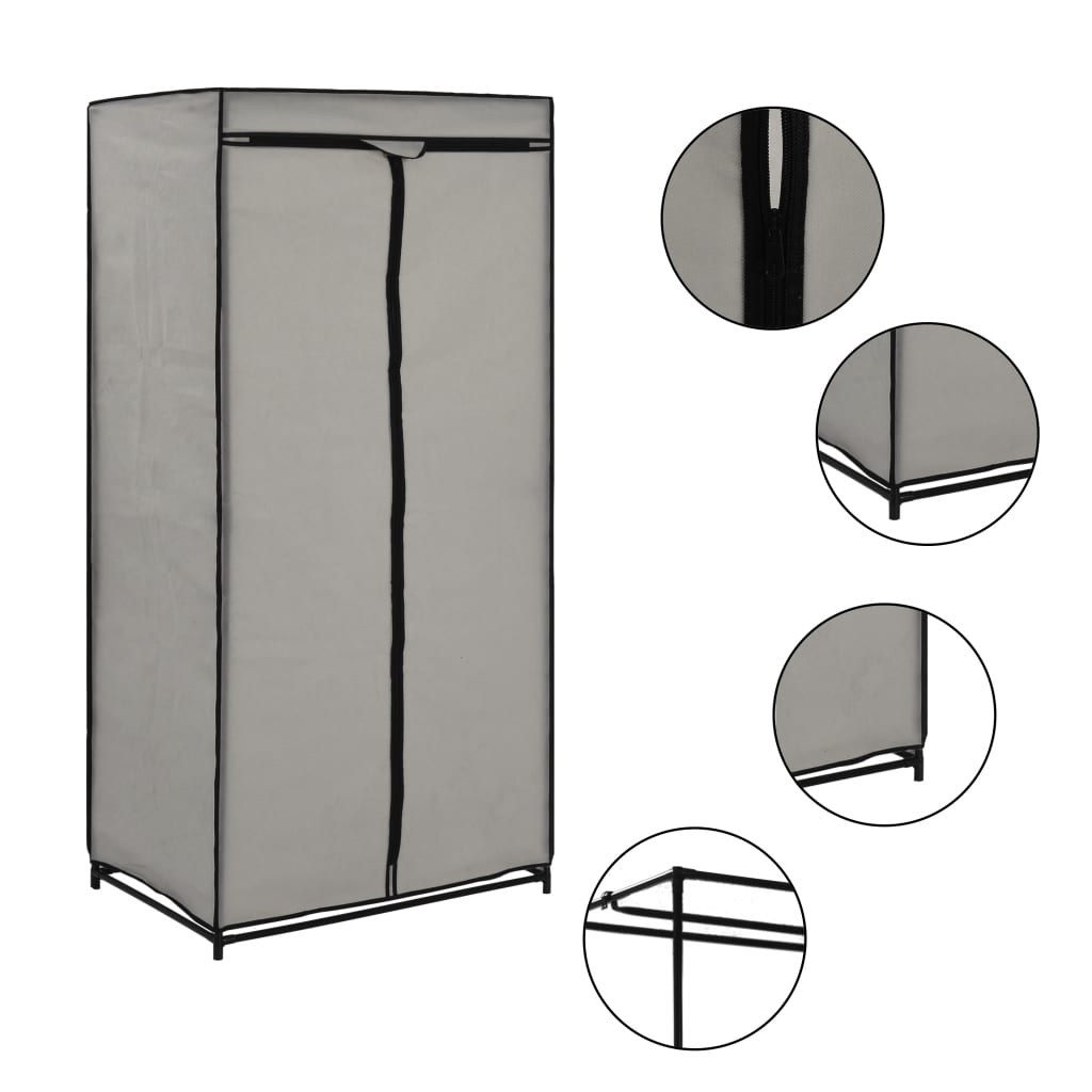 Wardrobe, grey, 75 x 50 x 160 cm