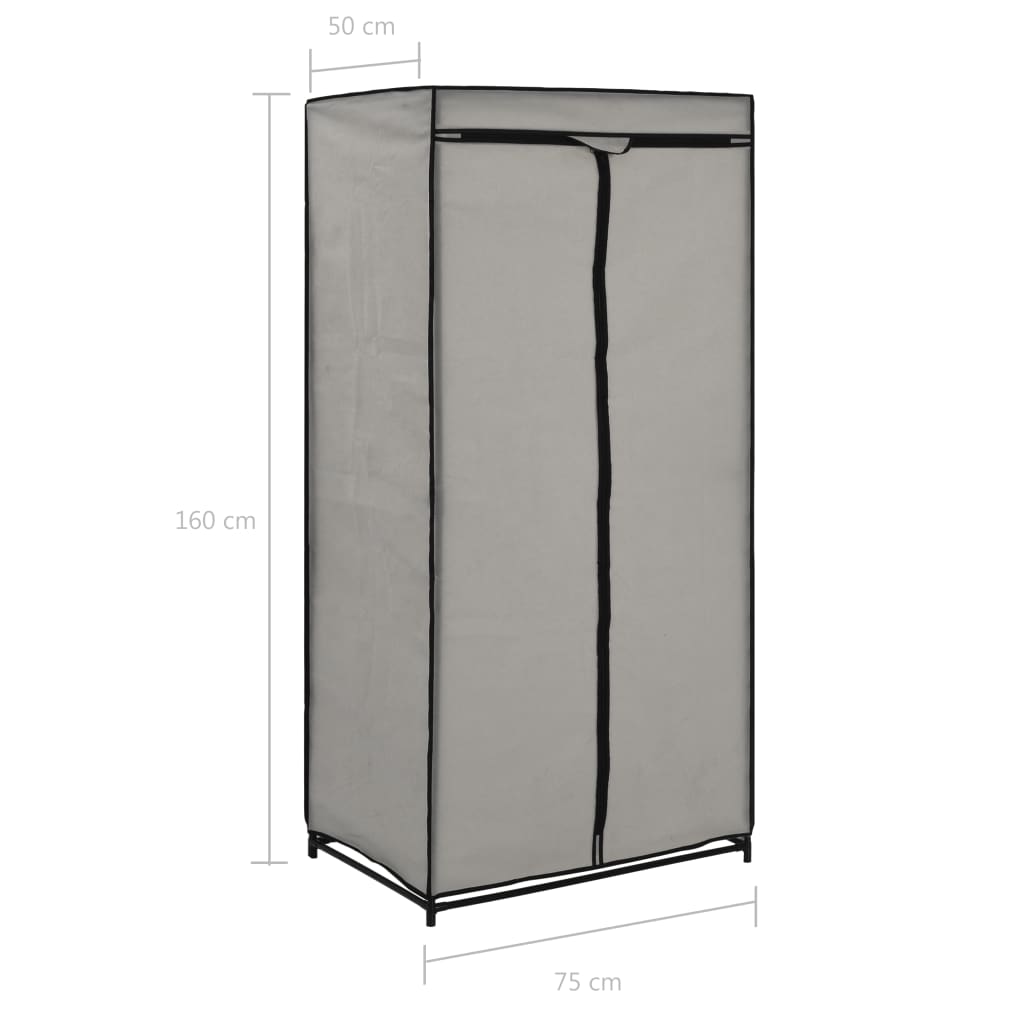 Wardrobe, grey, 75 x 50 x 160 cm