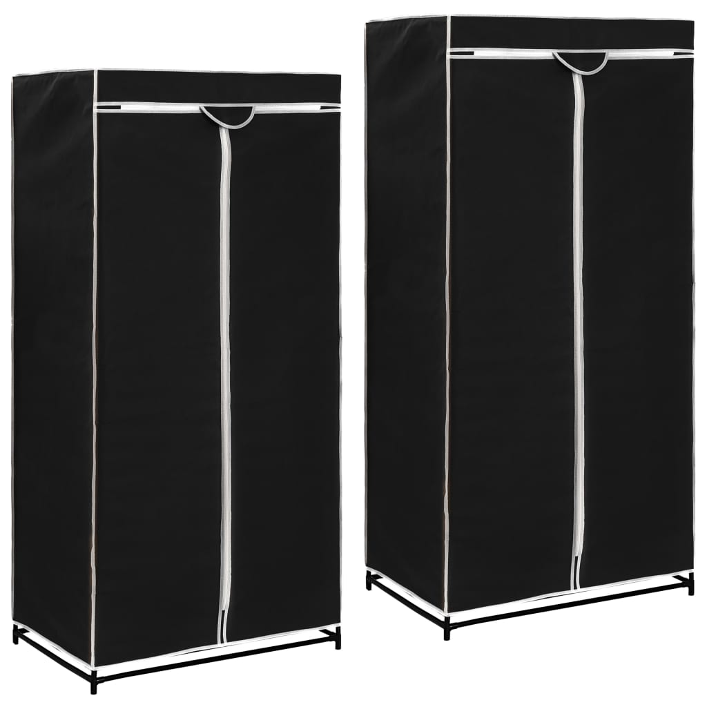 Wardrobes, 2 pcs., black, 75 x 50 x 160 cm