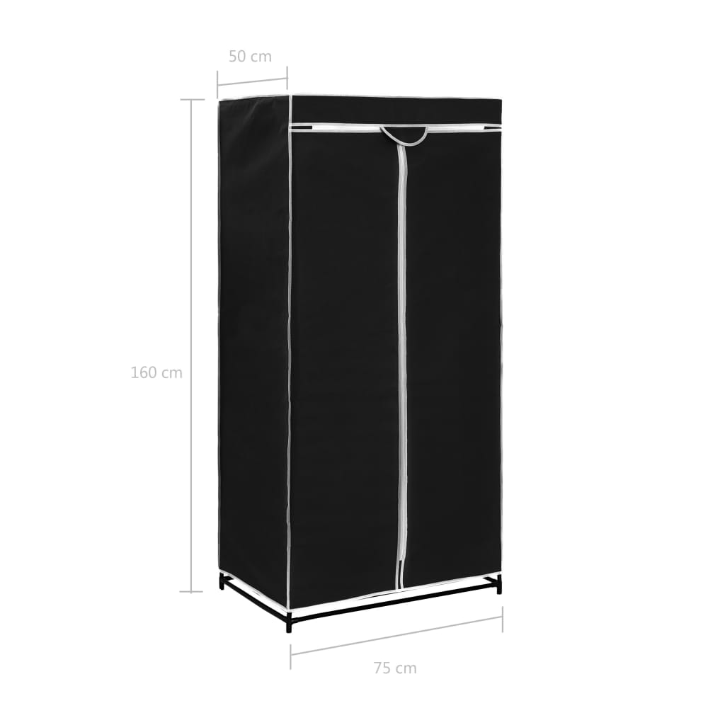 Wardrobes, 2 pcs., black, 75 x 50 x 160 cm