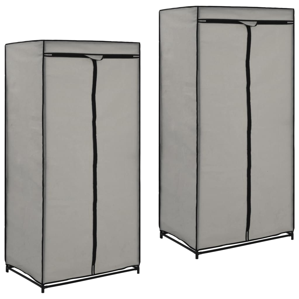 Wardrobes, 2 pcs., grey, 75 x 50 x 160 cm