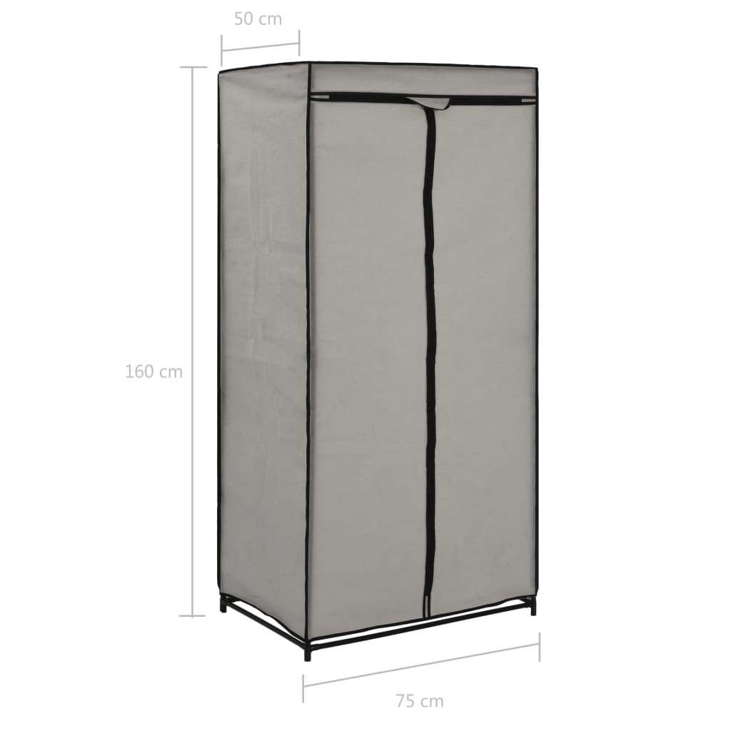 Wardrobes, 2 pcs., grey, 75 x 50 x 160 cm