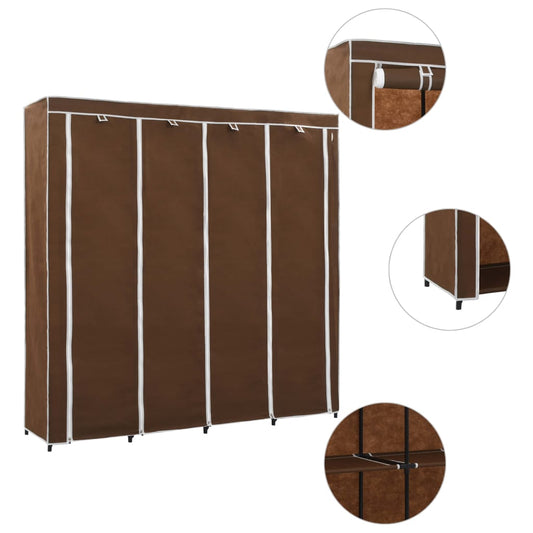 Wardrobe with 4 compartments, brown, 175x45x170 cm