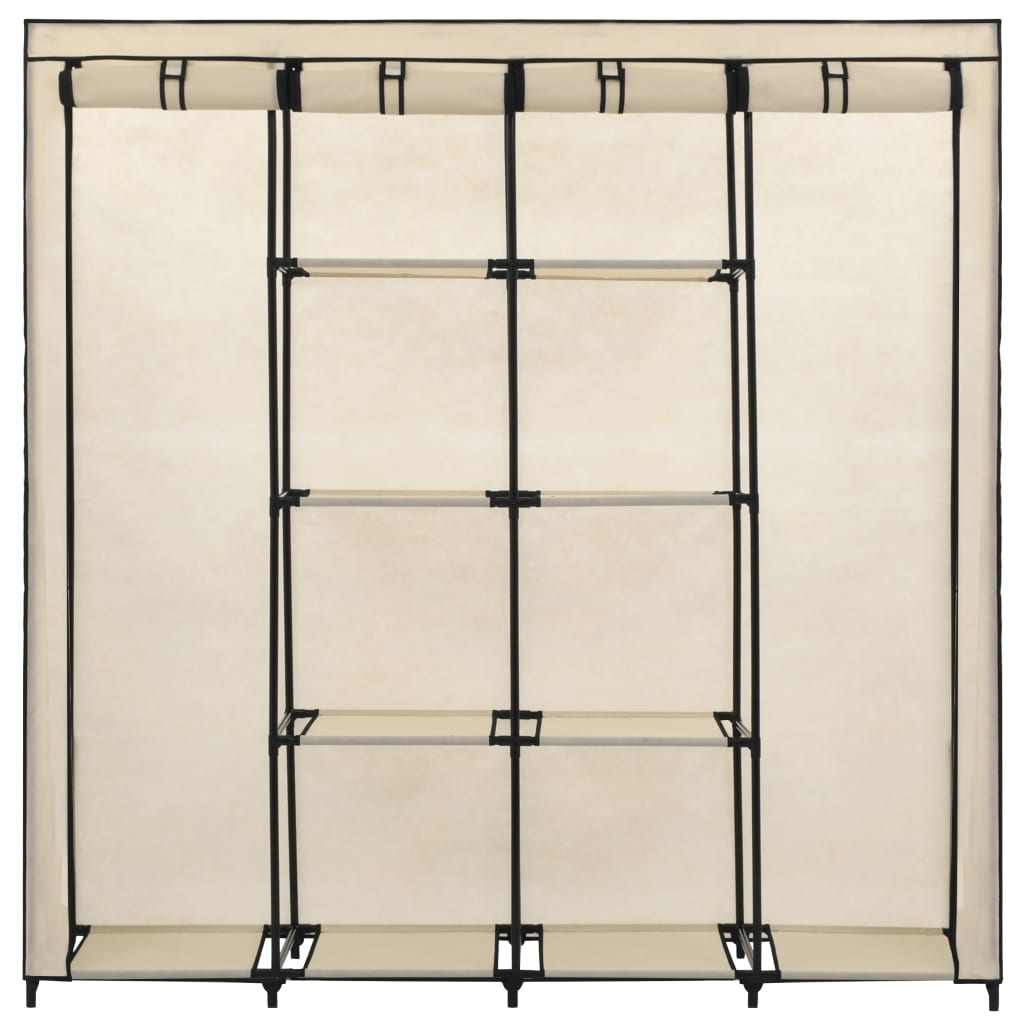 Wardrobe with 4 compartments, cream, 175 x 45 x 170 cm