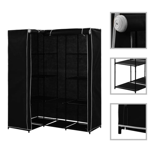 Corner wardrobe, black, 130 x 87 x 169 cm