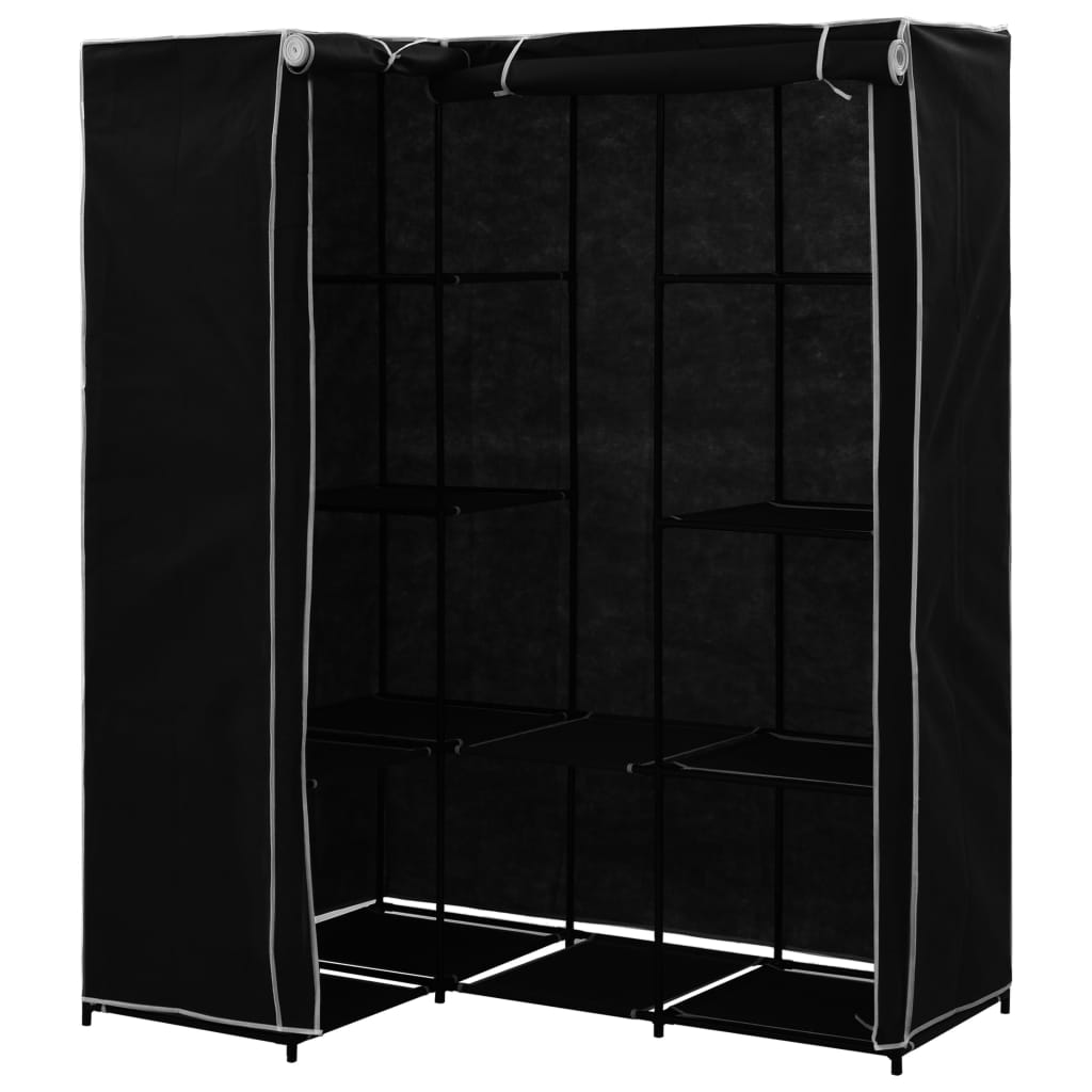 Corner wardrobe, black, 130 x 87 x 169 cm