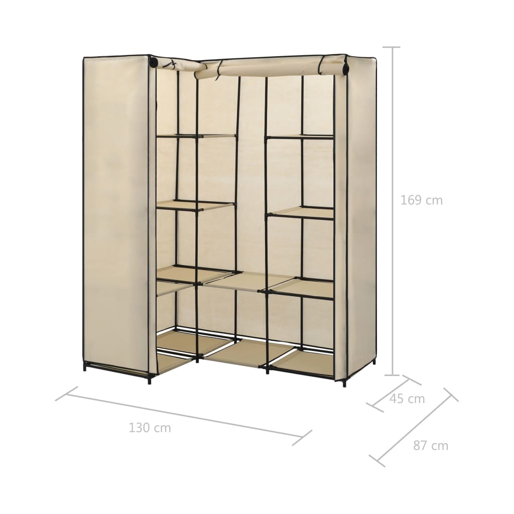 Corner wardrobe, cream, 130 x 87 x 169 cm